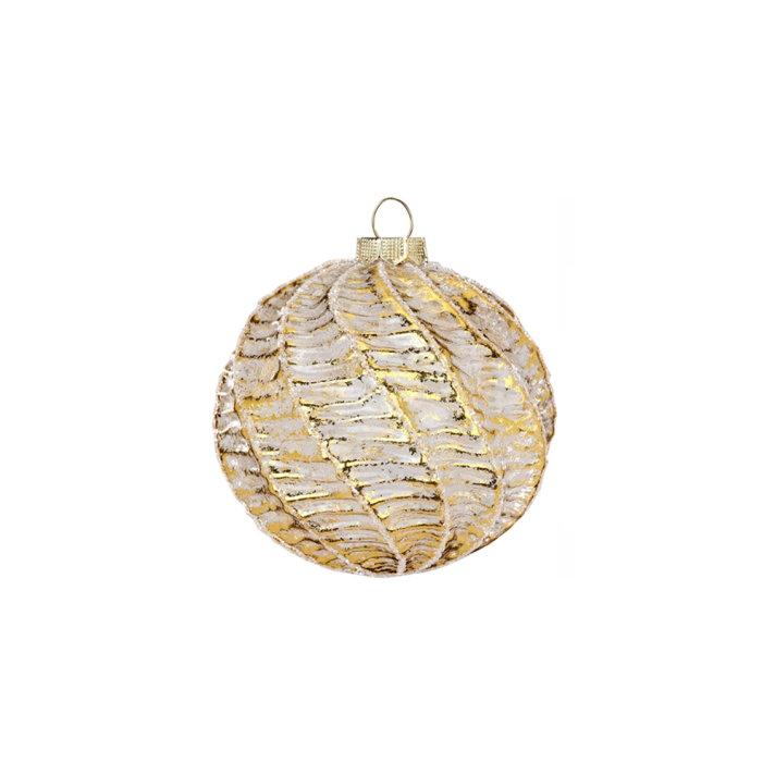 Glazen kerstbal - Met swirl effect - Transparant goud - 8cm