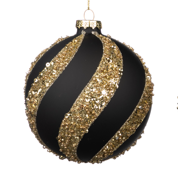 Goodwill kerstbal - Met Swirl - Zwart