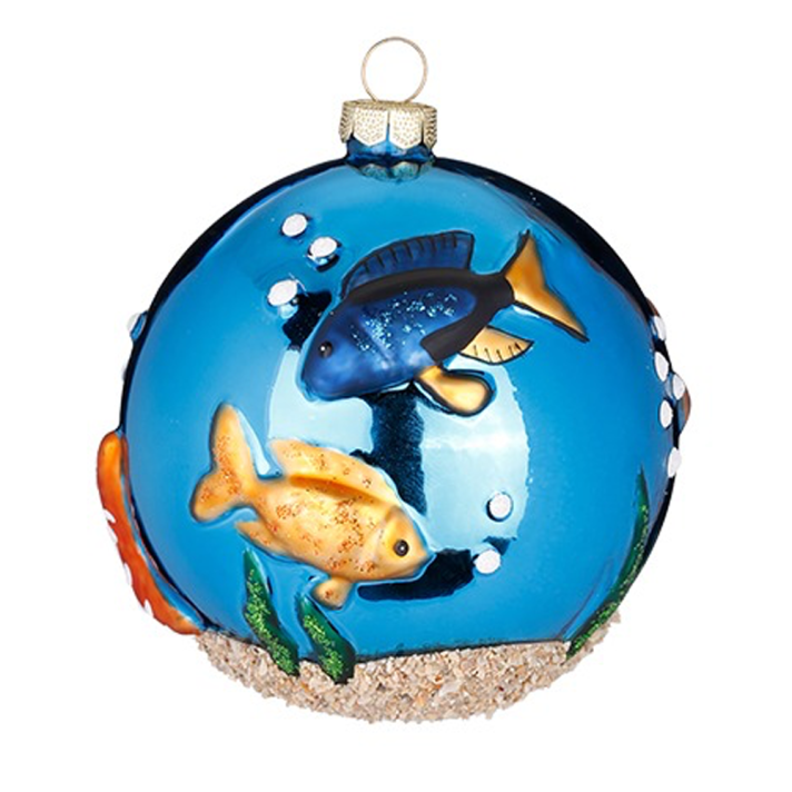 Glazen kerstbal - Met zeedieren