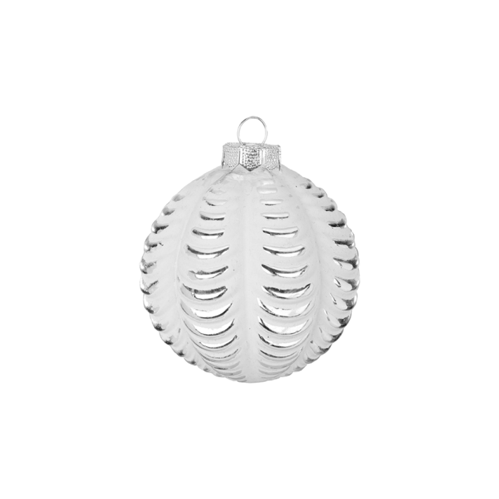 Glazen kerstbal - Met witte frost - Zilver - 8cm