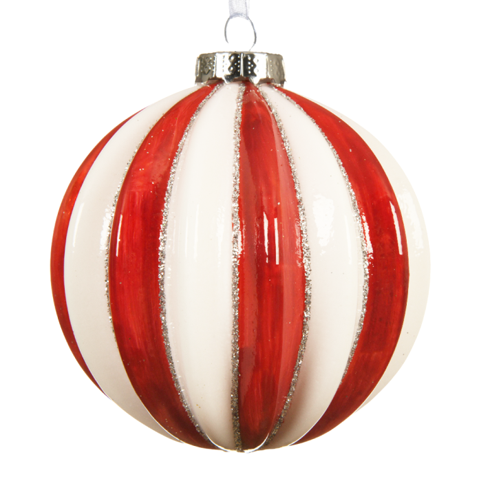 The Christmas Shop | Glazen kerstbal - Met en witte