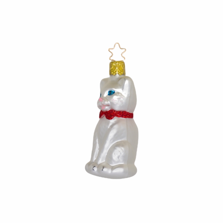 Inge glas - Glazen - witte kater - kerstornament