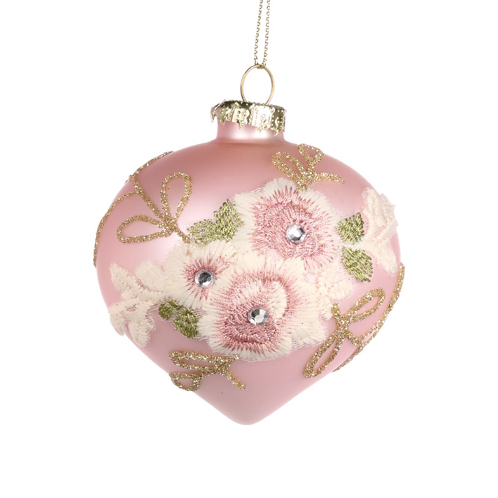 Goodwill kerstbal - Met bloemen - 8cm