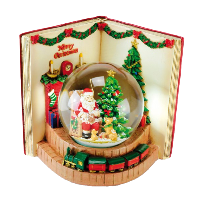 Sneeuwbol - Met boek en kerstman