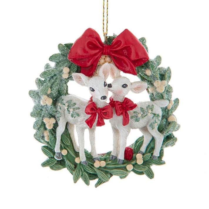 Kurt Adler kerstornament - Mistletoe krans met kardinalen