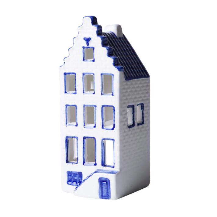 Heinen waxinelichthouder - Grachtenpand - Delft