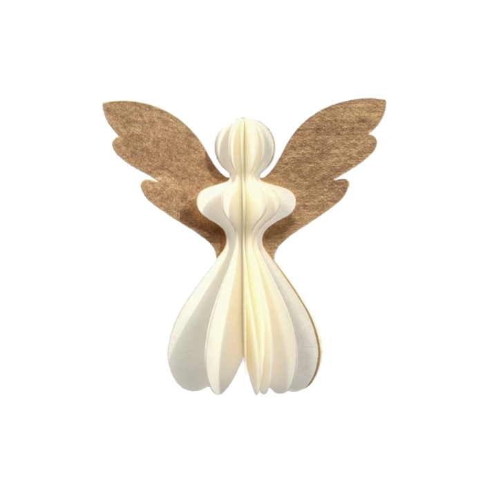 Only Natural papieren hanger - Engel - Met gouden vleugels - Wit