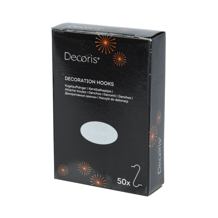 Decoris kerstbalhaakjes - Zilver - 50 stuks
