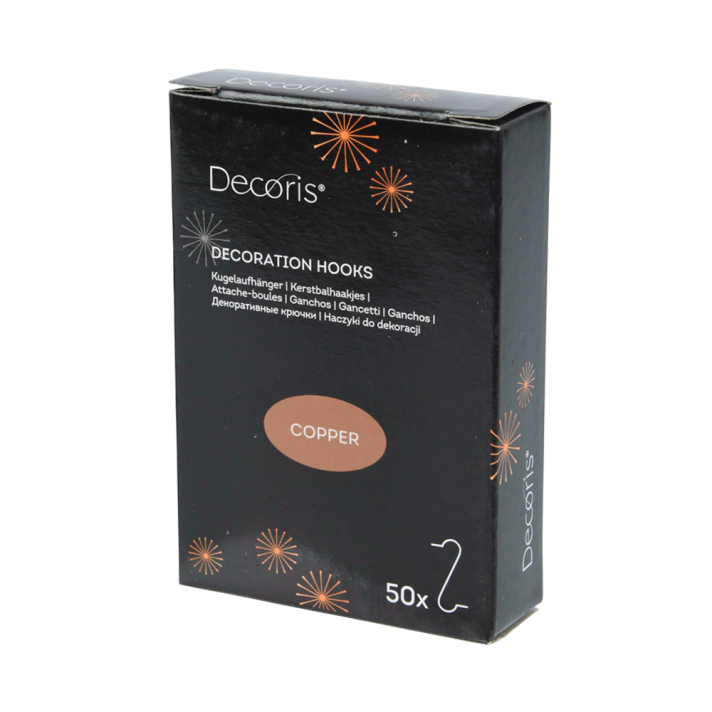 Decoris kerstbalhaakjes - Koper - 50 stuks