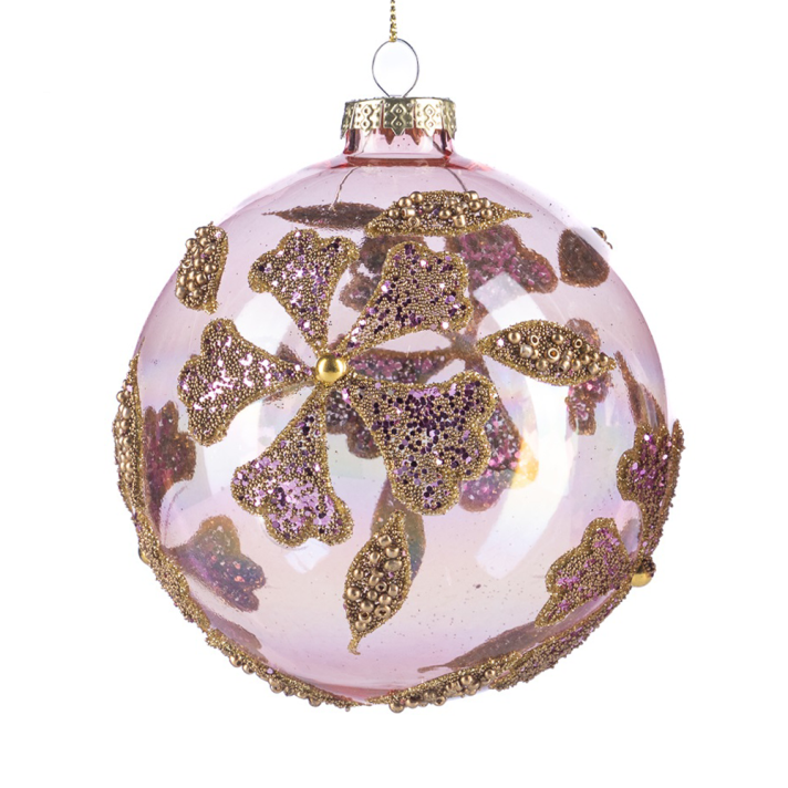 Goodwill kerstbal - Met bloemen - 10cm