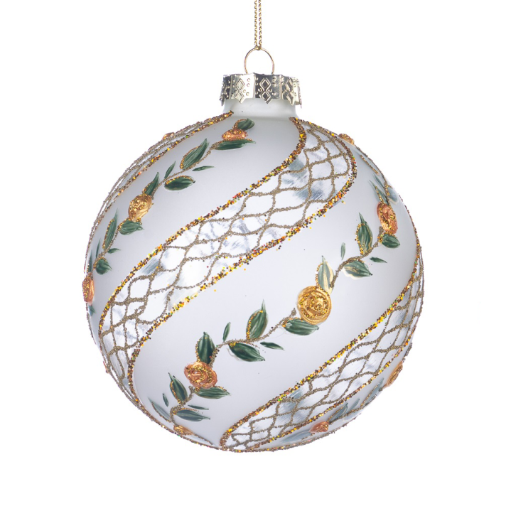 Goodwill kerstbal - Met bloemen - 14cm
