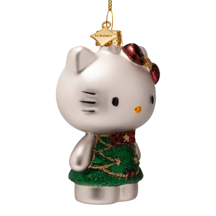 Vondels kerstornament - Hello Kitty - Met kerstjurk