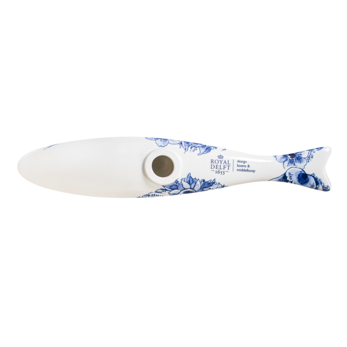 Royal Delft wanddecoratie - Blue Herring - Dragonfly flower