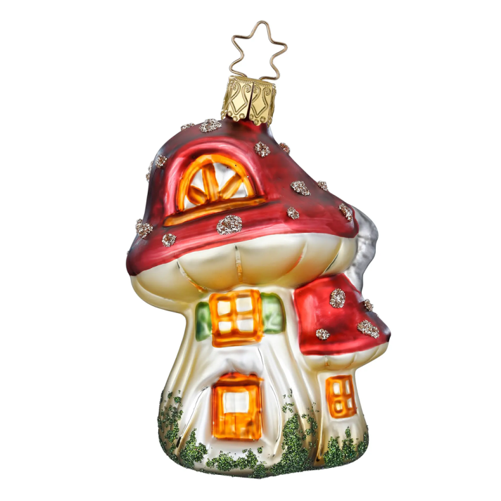 Inge Glas kerstornament - Paddenstoel huisje