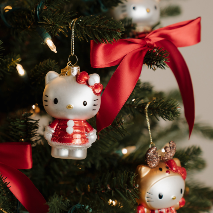 Vondels kerstornament - Hello Kitty - Met kerstjurk