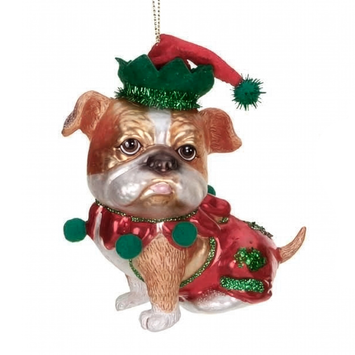 Goodwill kerstornament - Engelse buldog - Kerstelf