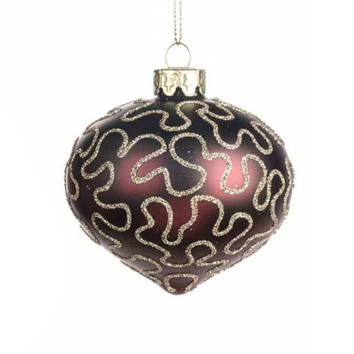 Goodwill kerstbal - Met glitterlijnen - 8cm