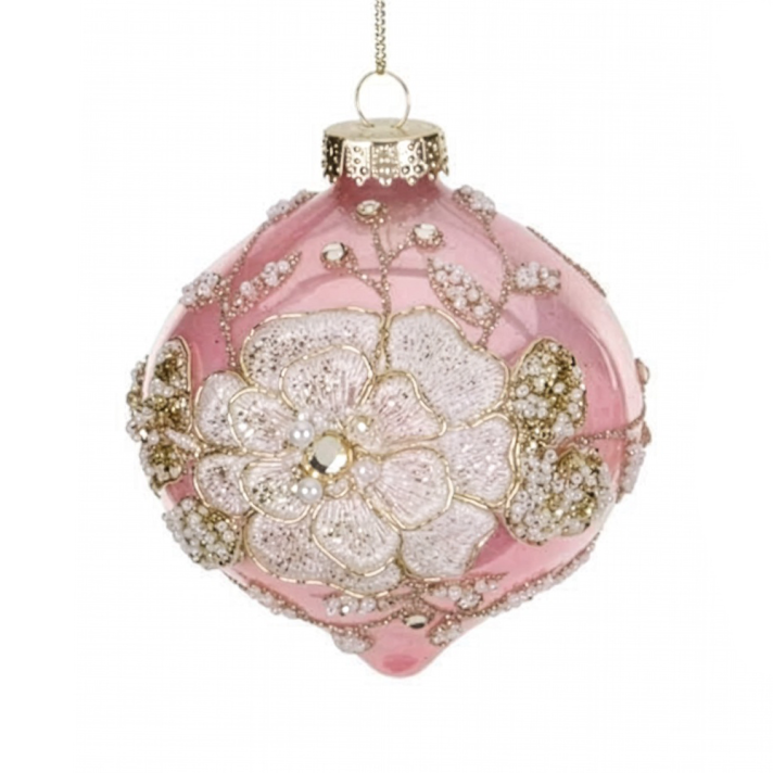 Goodwill kerstbal - Met bloem - 10cm
