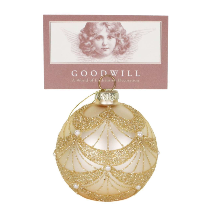 Goodwill naamkaarthouder - Met glitterlijnen en parels - 8cm