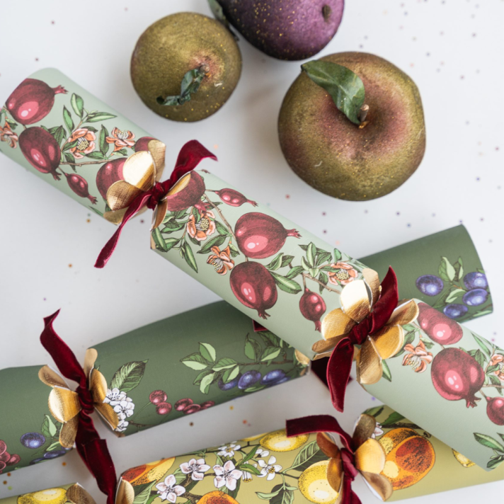 Holly & Ivy Christmas crackers - Vintage Fruits and Foliage - Set van 6
