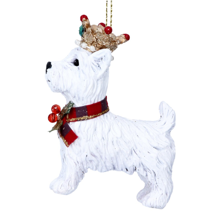 Gisela Graham kerstornament - Westie met kroon