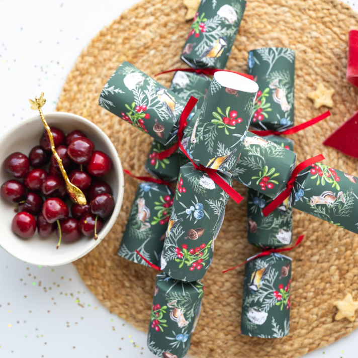 Holly & Ivy Christmas crackers - Forest Scene - Set van 8
