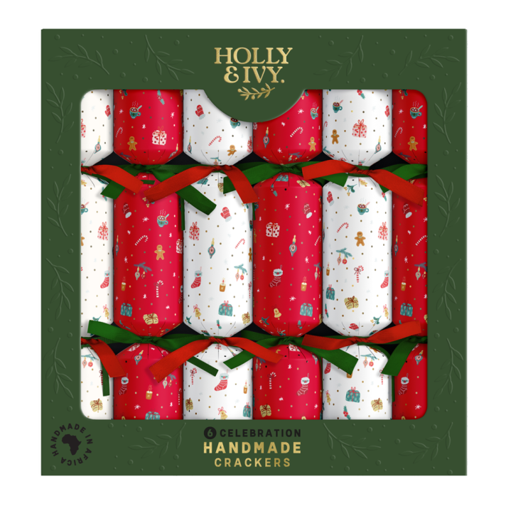 Holly & Ivy Christmas crackers - Illustrated Icons - Set van 6