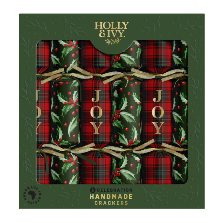 Holly & Ivy Christmas crackers - Tartan & Berries - Set van 6