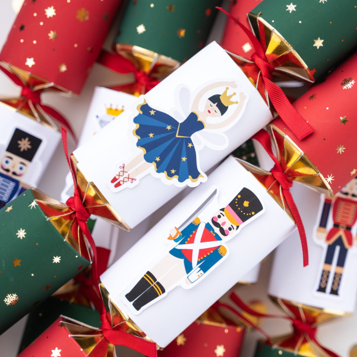 Holly & Ivy Christmas crackers - Nutcracker with tip-ons - Set van 6
