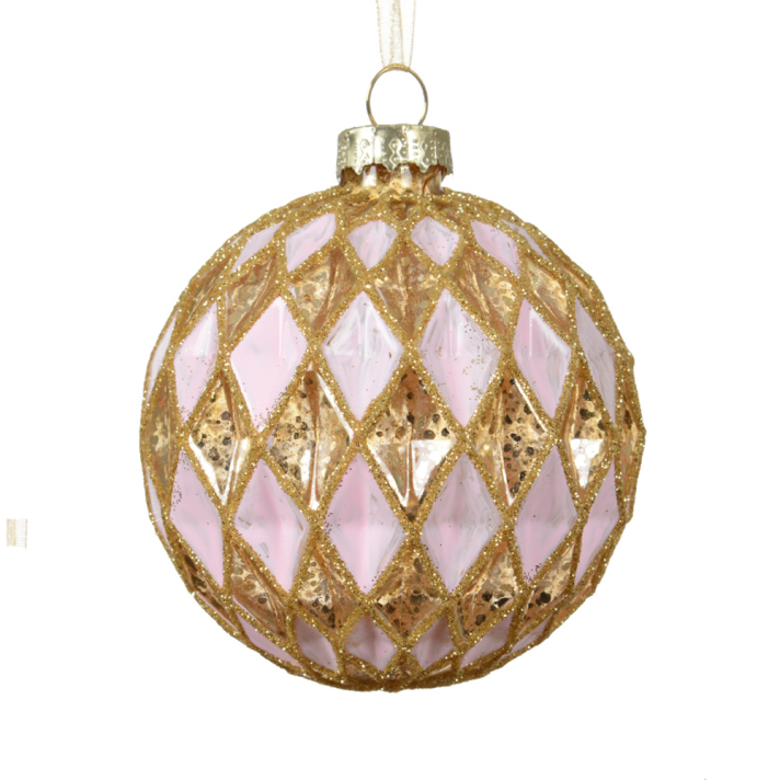 Decoris kerstbal - Met ruiten - 8cm
