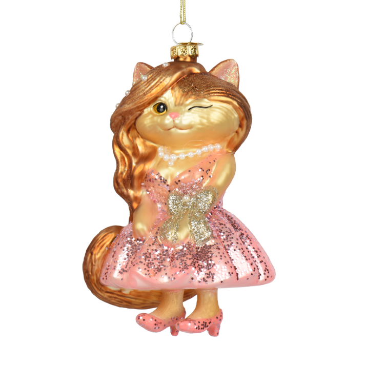 Decoris kerstornament - Kat met jurk