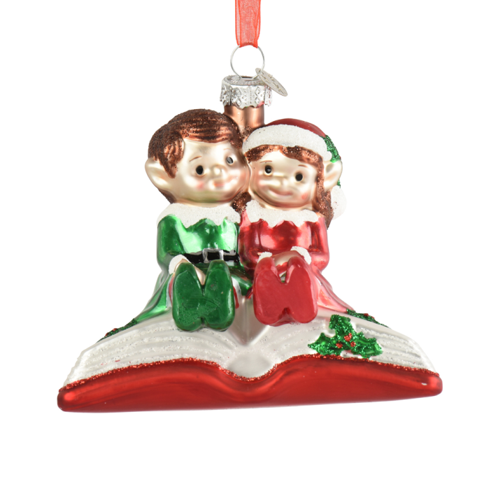 Decoris kerstornament - Elfen op boek