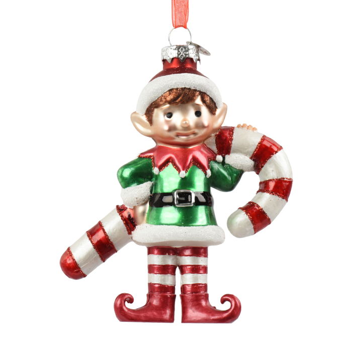 Decoris kerstornament - Elf met zuurstok