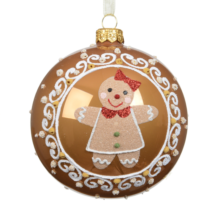 Decoris kerstbal - Met gingerbread poppetje - 10cm