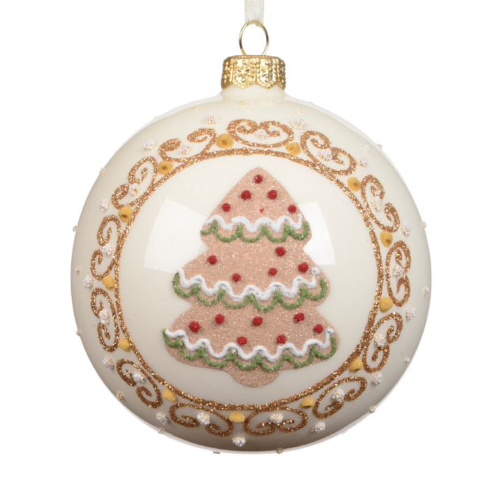 Decoris kerstbal - Met gingerbread kerstboom - 10cm