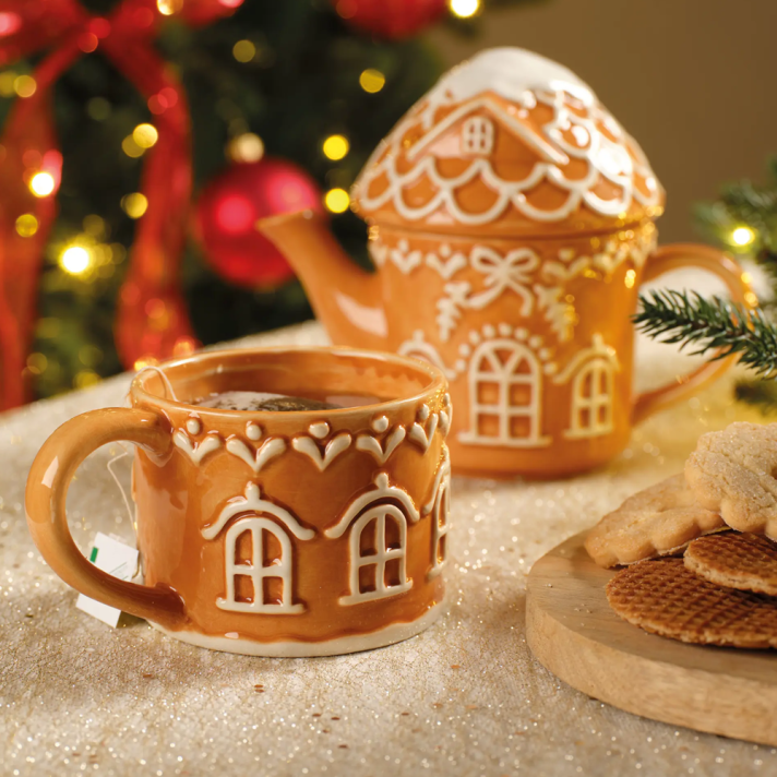Decoris theepot - Met kerstmok - Gingerbread