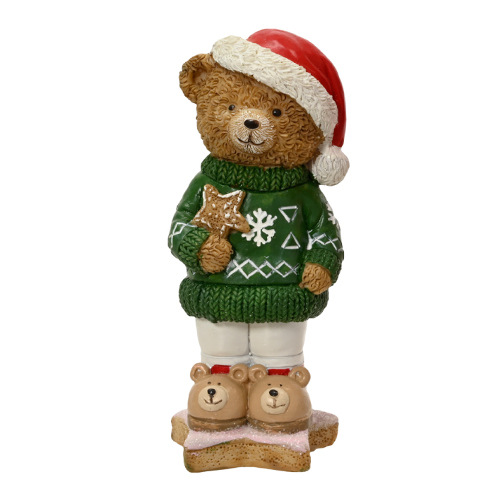 Decoris kerstbeeld - Beer met gingerbread cookie