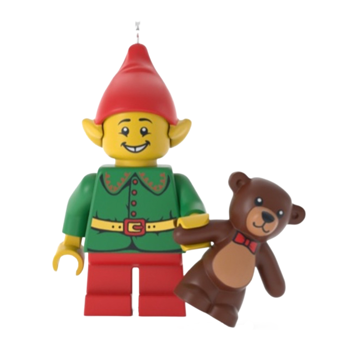 Hallmark kerstornament - Lego minifig - Elf met teddybeer