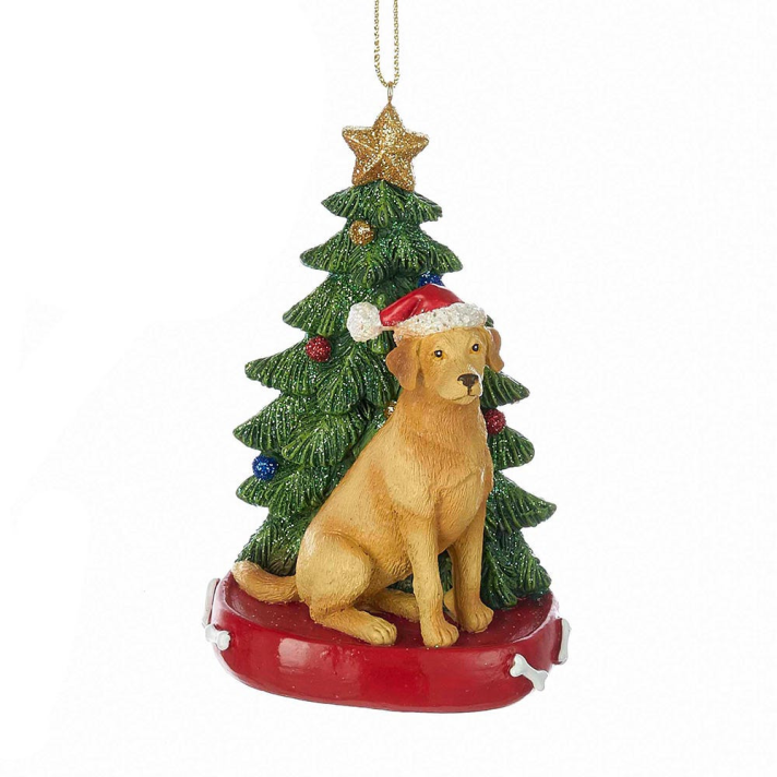 Kurt Adler kerstornament - Labrador Retriever met kerstboom
