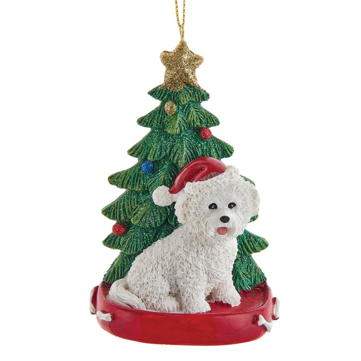 Kurt Adler kerstornament - Bichon Frise Terriër met kerstboom