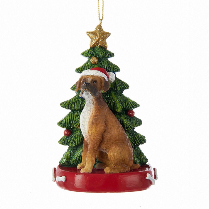 Kurt Adler kerstornament - Boxer met kerstboom