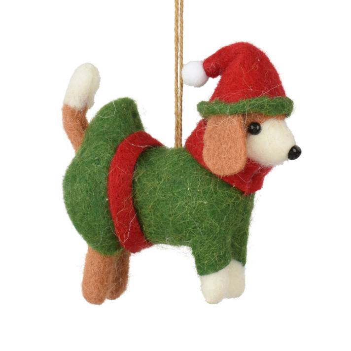 Decoris kerstornament - Hond met kerstmuts