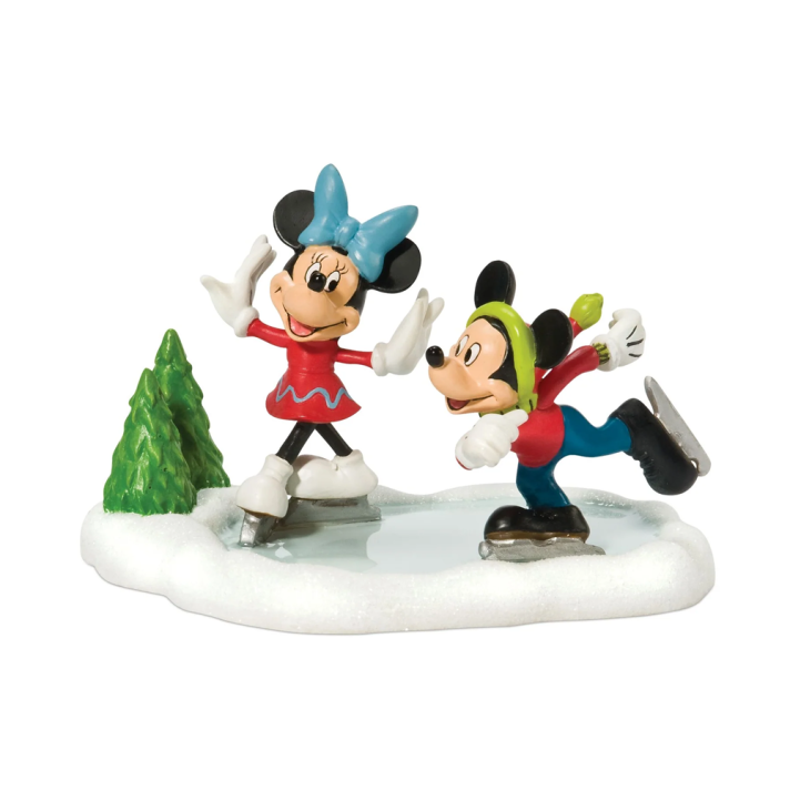 Disney Village kerstdorp figuur - Mickey en Minnie Mouse - Mickey & Minnie skating
