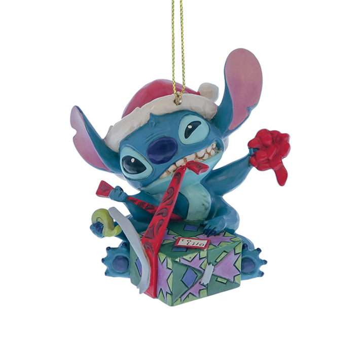 Disney kerstornament - Stitch met kerstcadeau