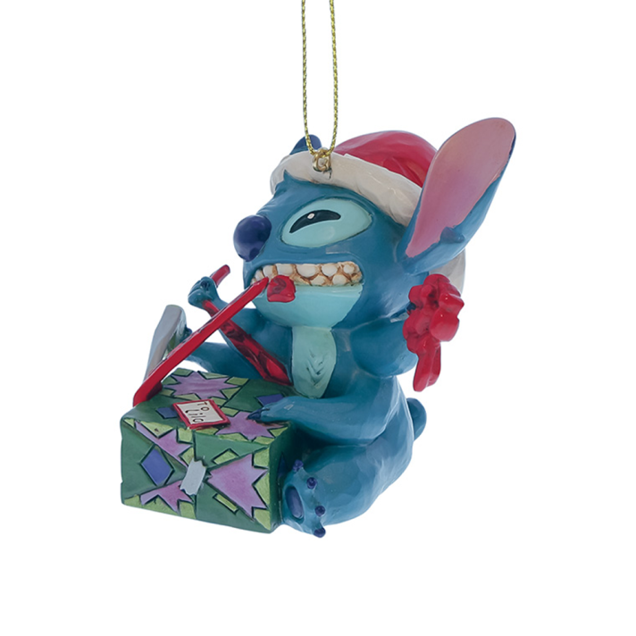 Disney kerstornament - Stitch met kerstcadeau