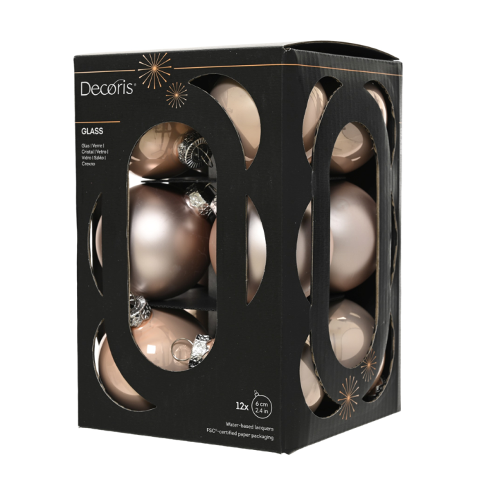 Decoris kerstballen - Roze - 6cm - Set van 12