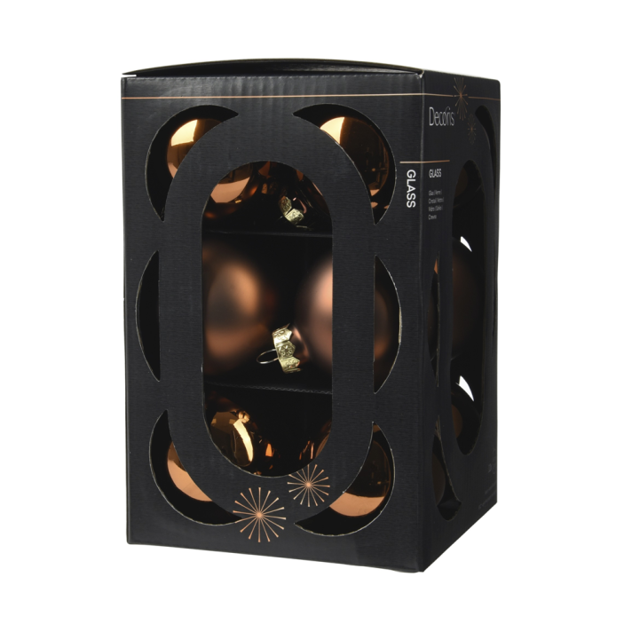 Decoris kerstballen - Espresso - 6cm - Set van 12