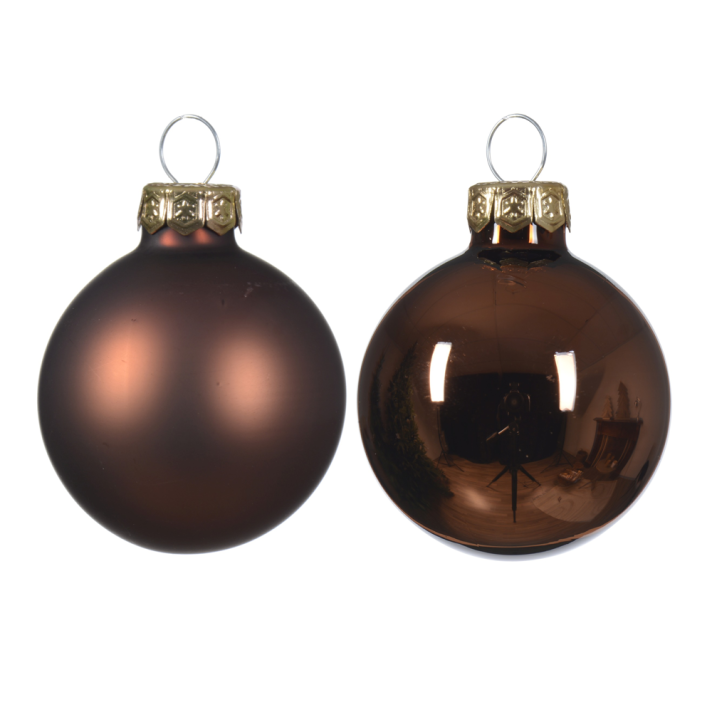 Decoris kerstballen - Espresso - 6cm - Set van 12