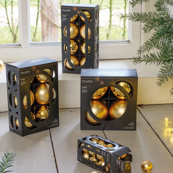Decoris kerstballen - Goud - 8cm - Set van 6