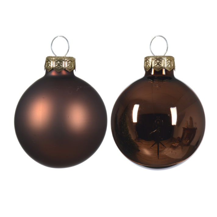 Decoris kerstballen - Bruin - 8cm - Set van 6